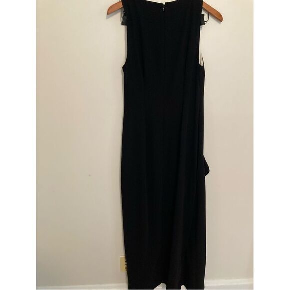 HALSTON Women's Sleeveless High-Neck Open Drape Gown with Ruching - Picture 4 of 5